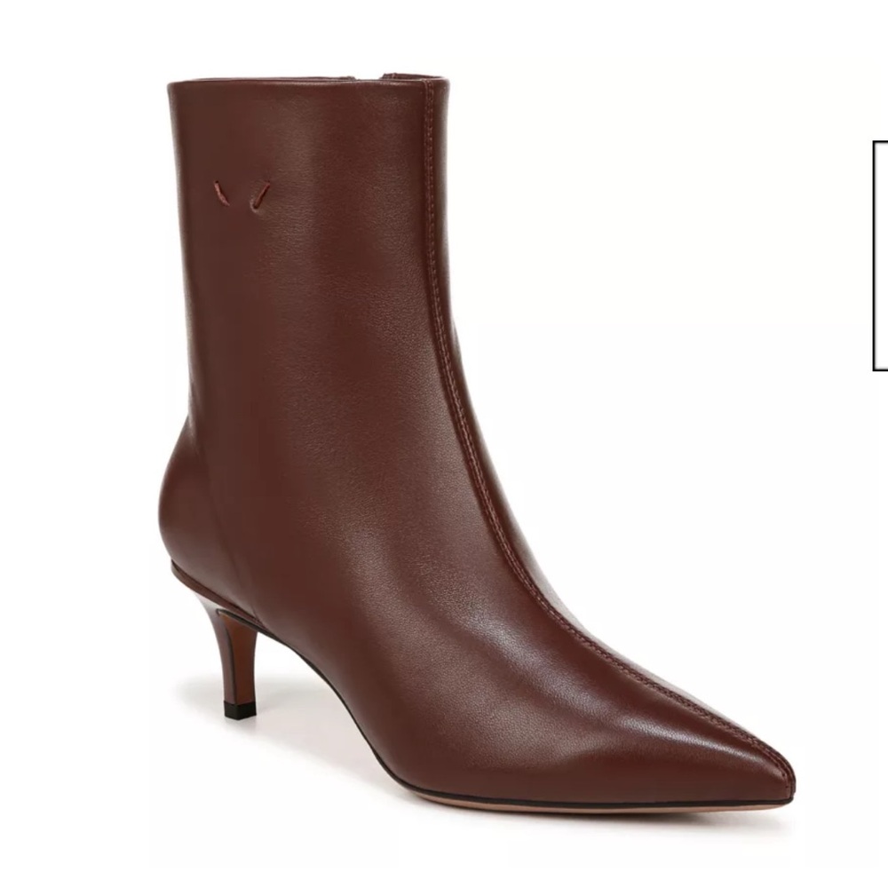 Franco Sarto Brown Leather Pointed Toe Ankle Booties